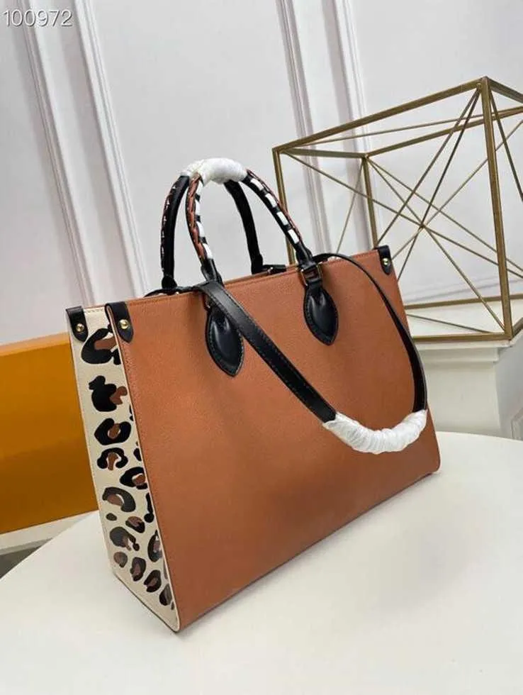 Evening Bags Top ONTHEGO Handbags Women Leather Shoulder Bags Leopard Splicing Crossbody Bag Messenger Bags Designers Handbag Tote Purse M58521