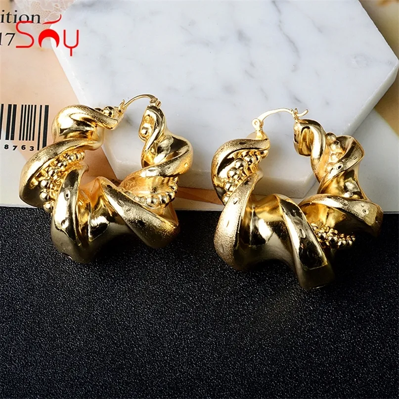 Charme Ensoleillé Bijoux Mode Cuivre Boucles D'oreilles Pour Les Femmes Creux Grand Style Haute Qualité Cadeaux De Fête De Mariage À La Mode 220916