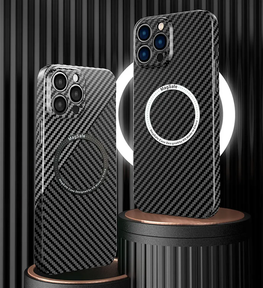 Carbon Fiber Texture Splice Fit Magsafe Wireless Charging Case