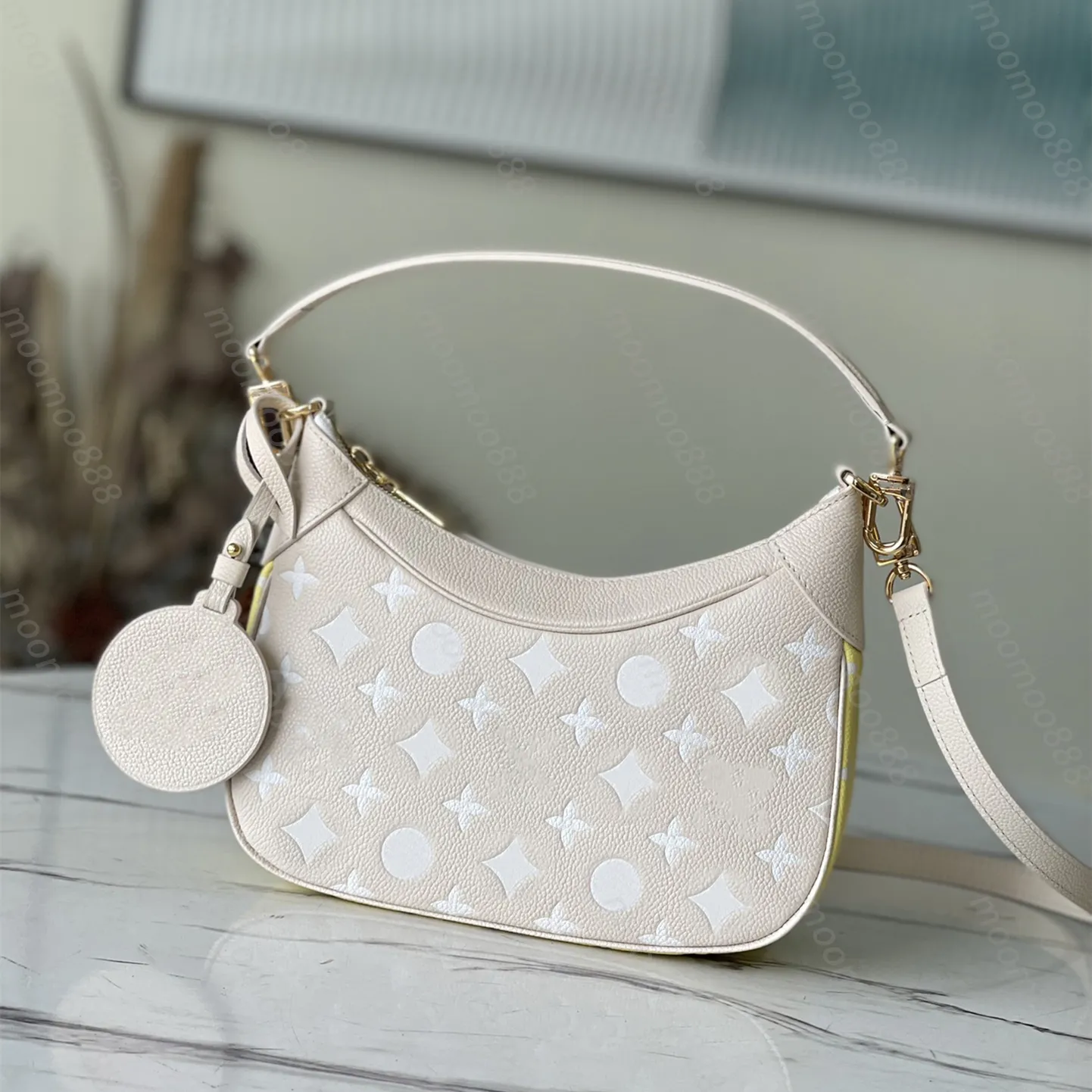 12a geheel nieuwe spiegelkwaliteit zwarte kleine bagatelle tas 22 cm dames maan in relief luxe handtassen envelop tas rits zipper tas echte lederen
