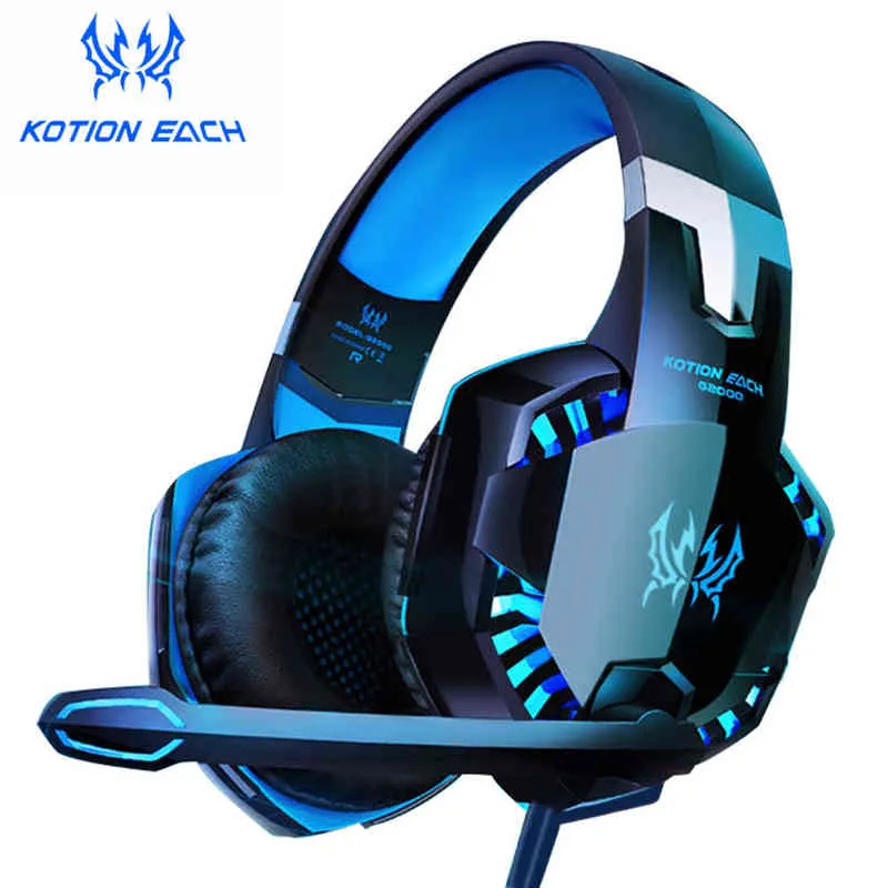 Headsets kotion elke gaming hoofdtelefoon diep bass stereo headset bedraad achteruitlichting casque met microfoon voor gamer pc laptop PS4 T220916