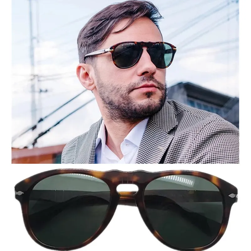 Luxus P Unisex UnFolding Pilot Sonnenbrille für Herren UV400 55 Plank HD grüne Gläser Fahrbrille elastisches Nasensteg-Design angenehm zu tragendes Fullset-Etui