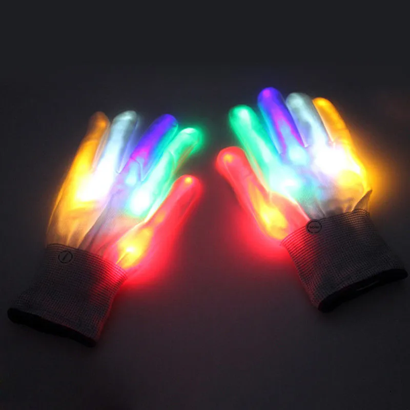 Gants LED néon brillant, accessoires de fête d'halloween, lumière