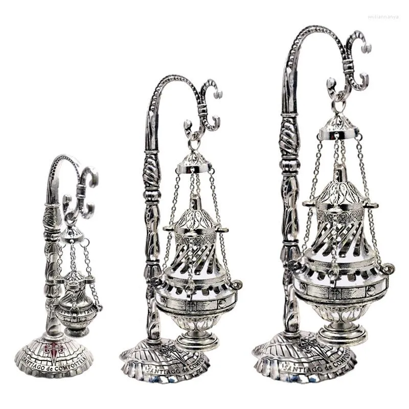Fragrance Lamps Ornate Catholic Church Hanging Censer Charcoal Incense Burner Holder With Chains - Great For Yoga