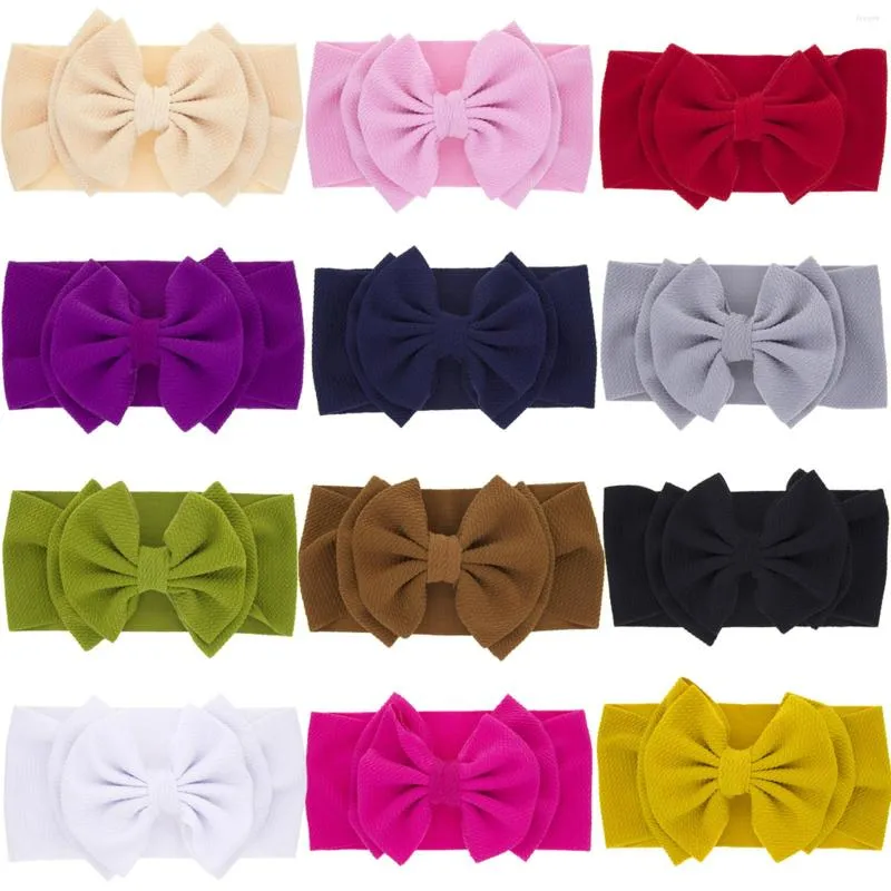 Accesorios para el cabello Bowknot Solid Girls Hat 12PC Elástico Baby Headbands Girl Warm Gold Headband para cumpleaños