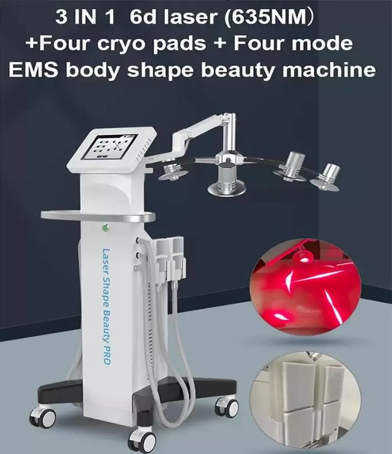 Mocne 6D Lipo laserowe odchudzanie tłuszczu zamarzanie EMS Maszyna kształtowania ciała 3 w 1 Kryolipoliza System redukcji tłuszczu Skóra Zakochanie utraty wagi Sprzęt kosmetyczny