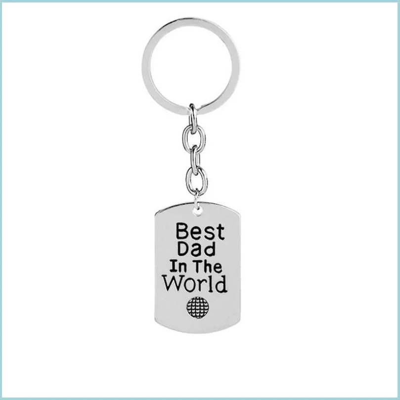 Belangrijkste ringen Fashion Lettering Key Rings for Men B Est Dad In The World Sier Keychain Jewelry Fathers Day Gift C3 Drop Delivery 2021 DHSE DHHDC