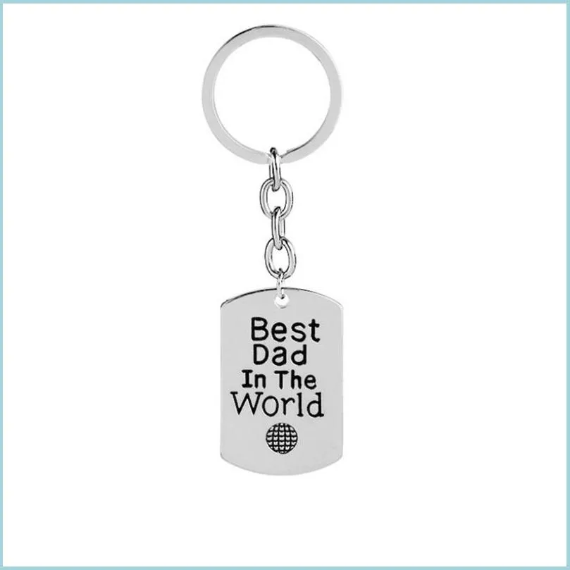 حلقات أزياء أزياء أزياء الحلقات الرئيسية للرجال B est dad in the World Sier Keychain Jewelry Phathers Gift C3 Drop Delivery 2021 DHSE DHHDC