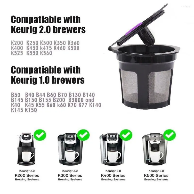 5 Capsule Caffè Riutilizzabili In PP Con Cucchiaio - Compatibili Con Keurig 2.0, 1.0 E Mini Plus - Filtro Fine - 5