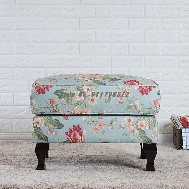 Vêtements Storage American Country Fabric Sofa Tabouret Simple Modern Living Washing Changer de chaussures Vêtements en bois massif nordique Extrémité