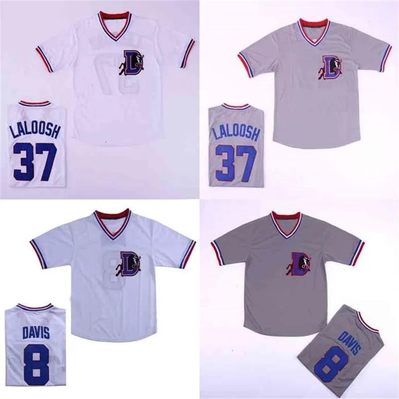 GlaC202 Hot Bull Durham #8 Crash Davis #37 Nuke' LaLoosh film cousu maillot de Baseball blanc gris livraison gratuite