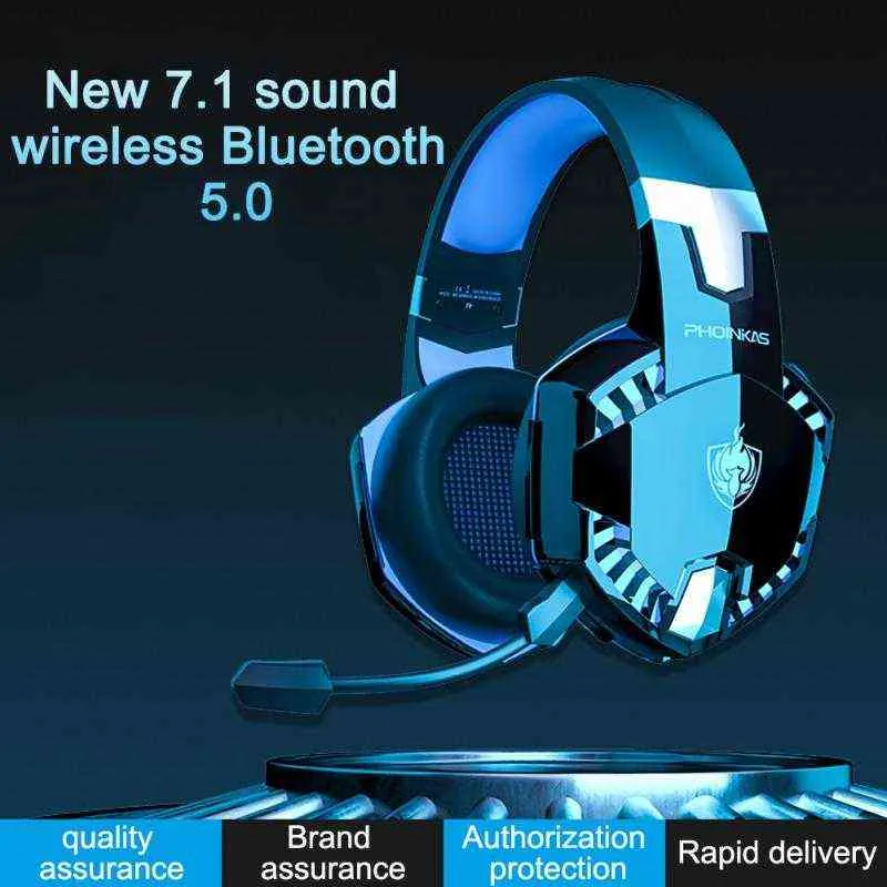 Kulaklıklar 2021 Yeni Oyun Kulaklıkları Kulaklık Derin Bas Stereo Kablolu/Kablosuz Oyuncu Kulaklık Mikrofonu PS4 Telefon PC Dizüstü Aksesuarları T220916