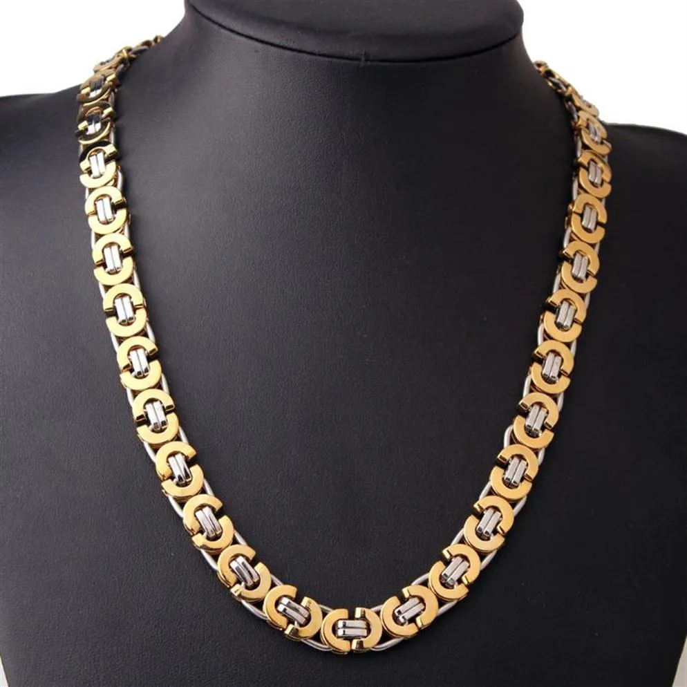Fashion Luxury Men Fashion Gold Chain Necklace Stainless Steel Byzantine Chains Street Hip Hop Jewelry 6 8 11mm Wide3218