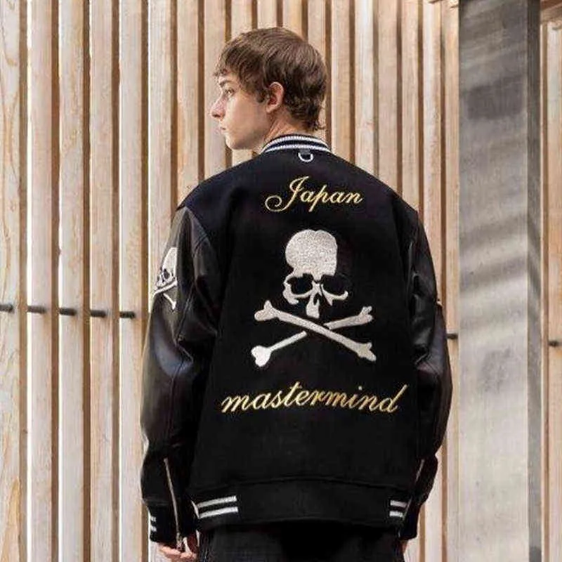 Men's Jackets Cardigan Mastermind Baseball Uniform Jacket Men 1 Best Quality Patchwork Woolen Women Fashion Coats Outerwear Leather Sleeves T220914