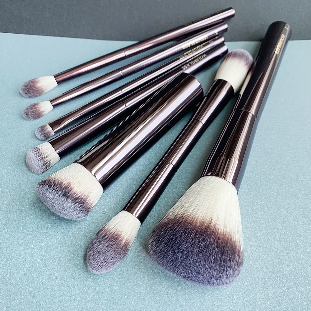 Hourglass Makeup Brushes Set VEGAN Travel Set with a pouch Soft Synthetic Hair Metal Handle Deluxe Cosmetics Brush Kit