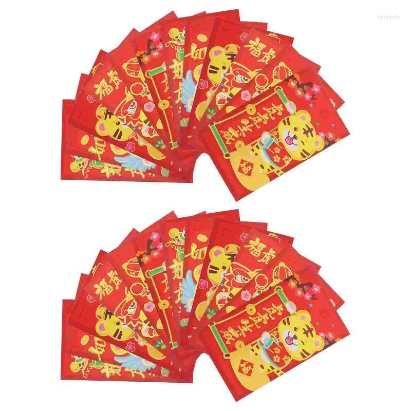 Cadeau cadeau 36pcs chinois printemps festival enveloppes rouges motif de tigre enveloppe paquetscadeau