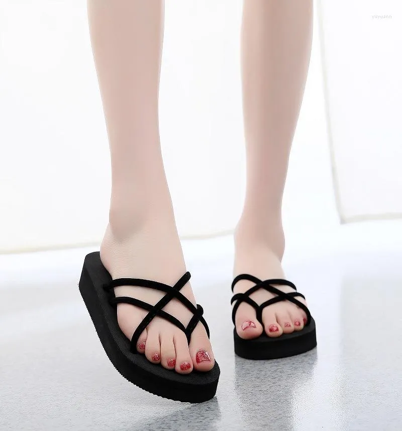 Slippers Summer Women's Outdoor Light Weight Cool Shoes Ladies Flat Flip-flop Black Non-slip Basic Home Sandals Chaussures Femme