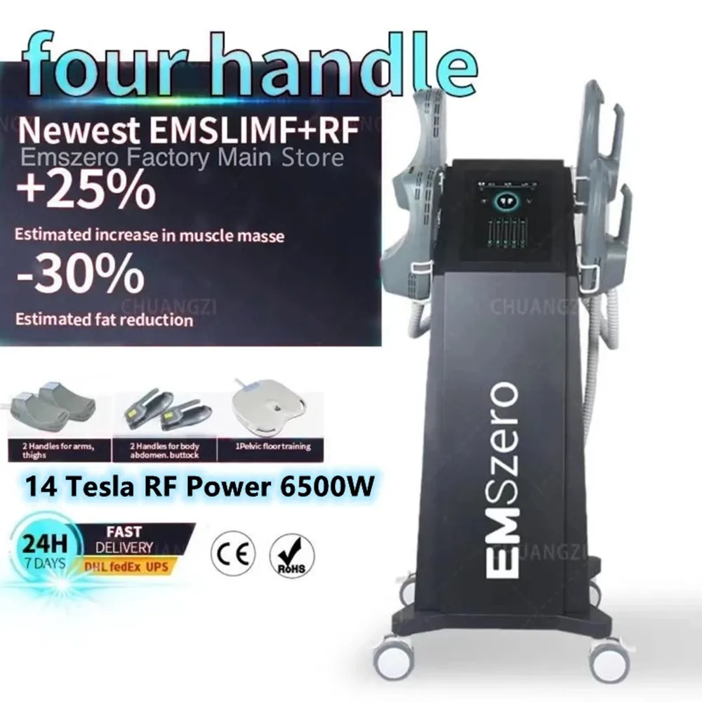 NEO DLS-EMSLIM NOVA 14 TESLA 6500W 고전력 4 RF 손잡이 HI-EMT BODY SCULPT EMS 근육 자극 EMSZERO 머신