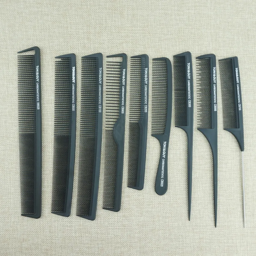 Cheap s Beauty Health & Appliancess 9 Pcs Black Salon dressing Comb Carbon Comb Anti Static Heat Resistant Barber Hair Cutting Com...