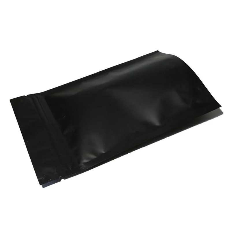 Heat Seal Zipper Package Bags Aluminum Foil Mylar Tear Notch Matte Black Stand Up Bag Wholesale LX3649