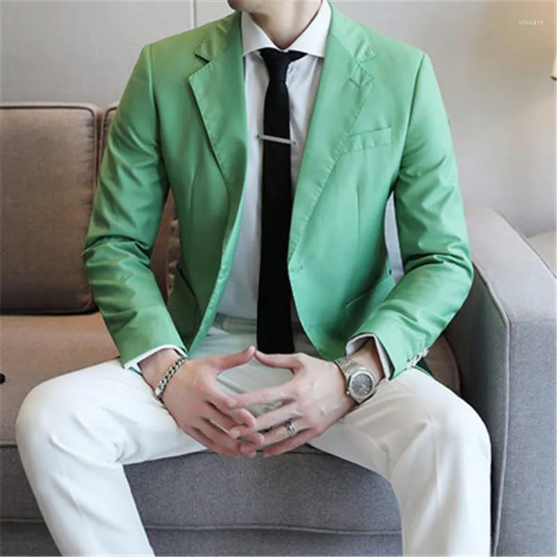 Men's Suits 4 Colors Men's Blazer Hombre Business Coats Tuxedo Jacket Man British Cothes Slim Fit Prom Stage Masculino