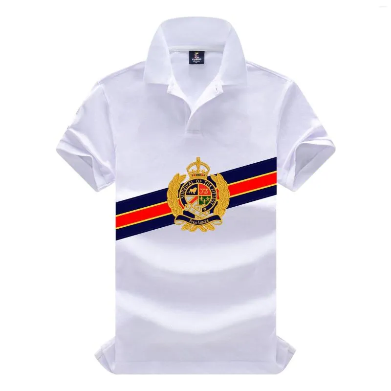 Polos męski TS 2022 Modna Męska Business Business Casual White Shirt Tops Odzież Haftowe koszulki dla mężczyzn