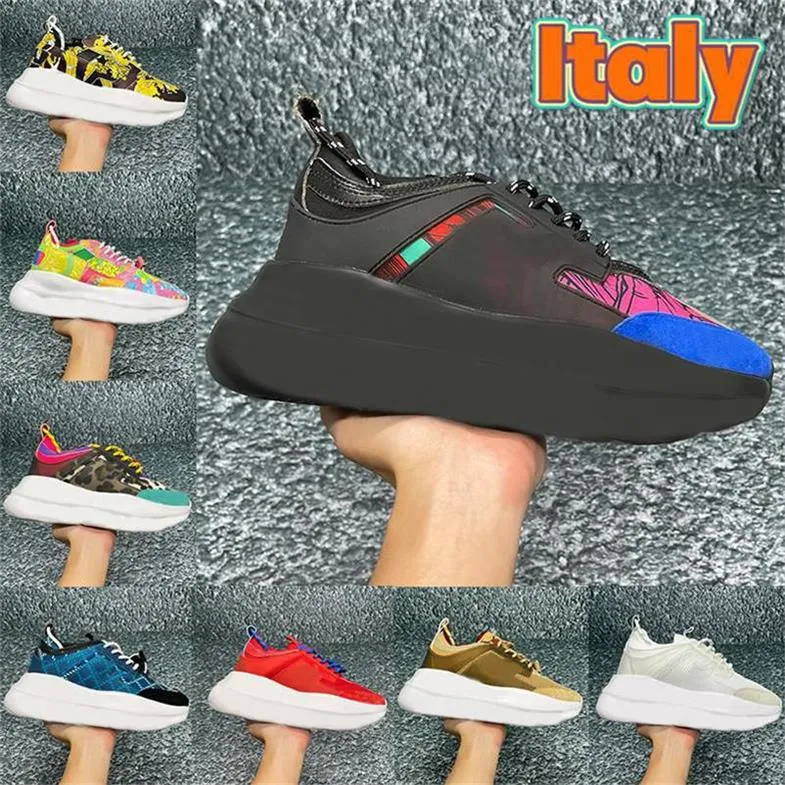 Nya Italien sneakers reflekterande kedjeskor designer kvinnor herr casual sko mode tr￤nare h￶jd reaktion skor l￤tt med l￥da