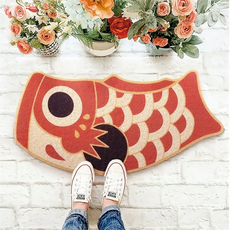 Carpet Welcome Doormat Red Carp Entrance Hallway Rectangle Printed NonSlip Floor Rugs Front Door Mat Outdoor 220919