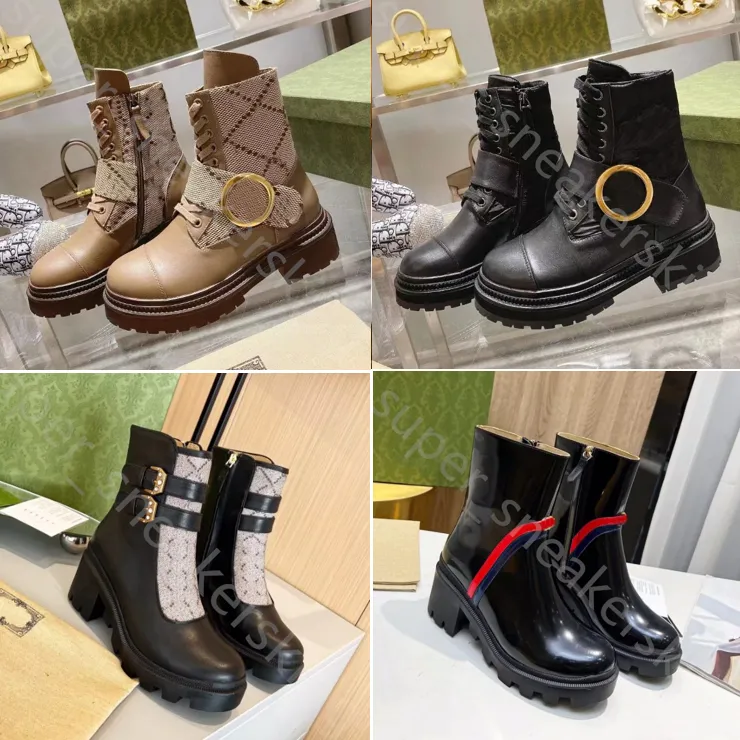 2023 Women Martin Boots Designer Boots Fashion high heels Coarse heels Non-Slip Winter Shoes with box Size 35-42