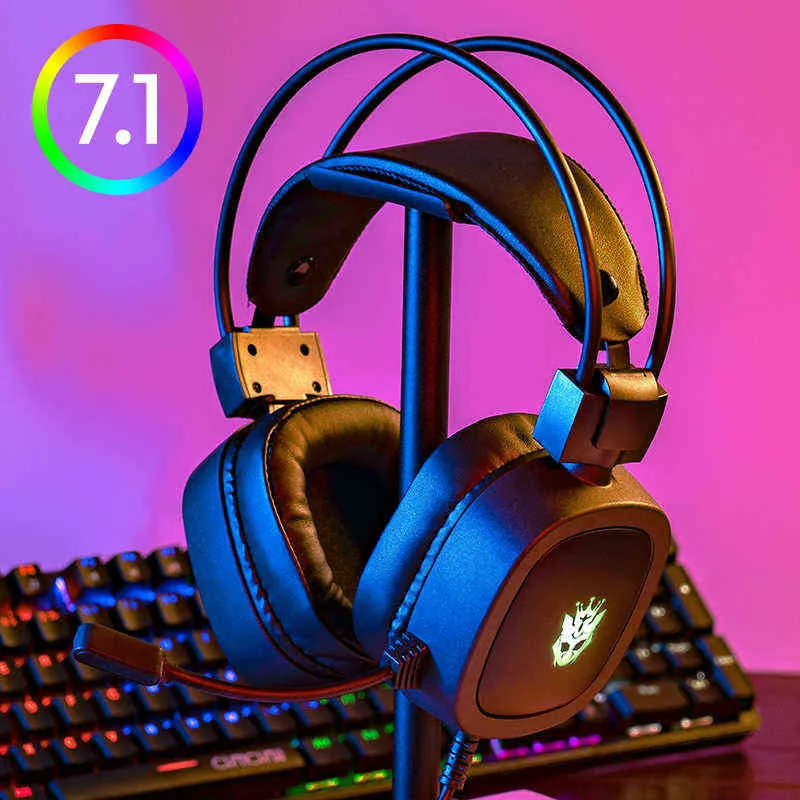 سماعات الرأس Cosbary Gaming 7.1 Virtual 3.5mm سلكية سلكية السلكية RGB Light Game Headphones Cannes مع الميكروفون لجهاز الكمبيوتر المحمول PS4/5 T220916