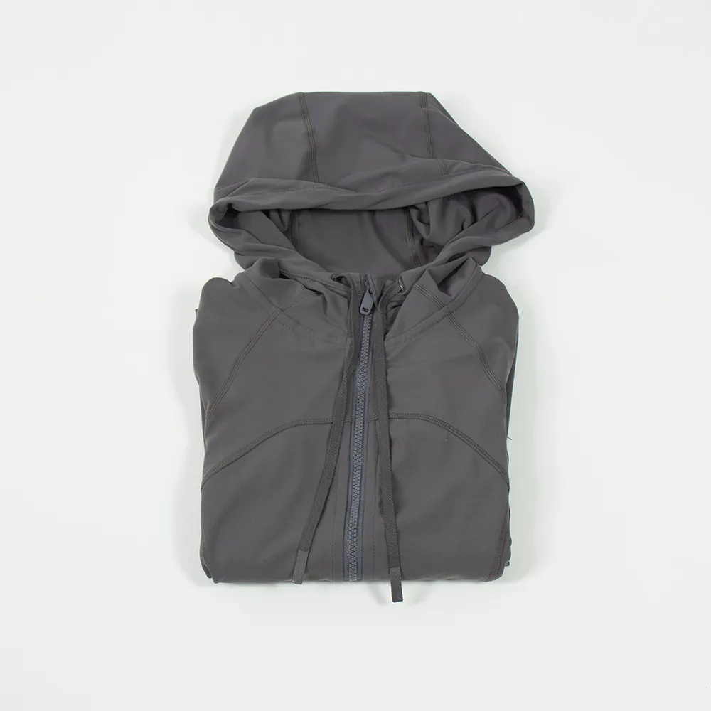 Lululemmon Define Veste à capuche pour femme - Coupe ajustée - Fermeture éclair avec trou pour le pouce - Pour la course à pied, le fitness, le yoga - Lululy Lemon Printemps Automne 587