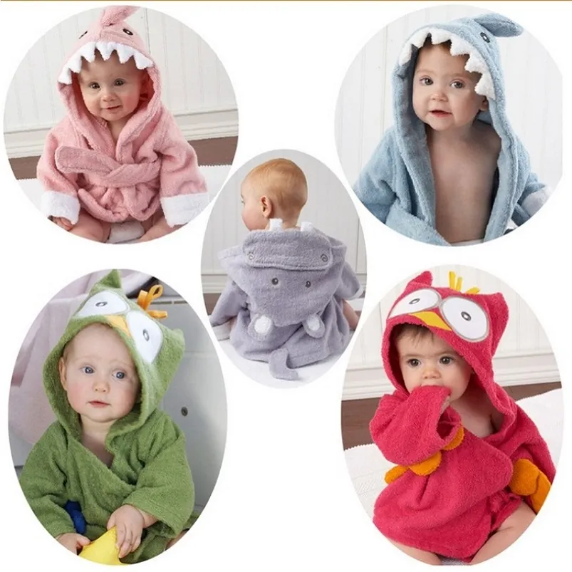 Asciugamani Accappatoi 0-6Y Bambini Animali Ragazzi Ragazze Indumenti da notte in cotone Accappatoio per bambini Pagliaccetto per bambini Abbigliamento per la casa Asciugamano da bagno con cappuccio Cartone animato 220919