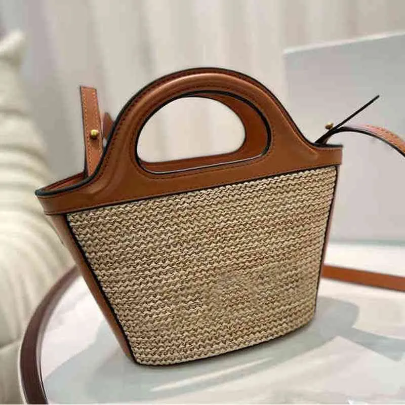 Totes Rattan Straw Tote Bag Femmes Designer De Luxe Marque Crossbody Shopping Sacs À Main Lady Lettre Weave Panier Épaule Portefeuilles 220416