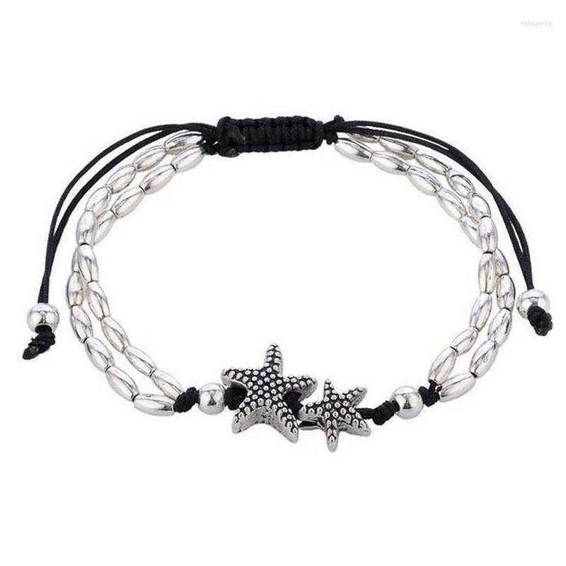 Anklets Huitan See Star/Symbol Black Rope Women's Ankle Bracelet Summer Beach Barefoot Accessories Bohemian Leg Chain Jewelry