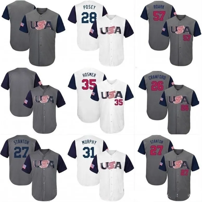 Glnnik1 Youth Buster28Posey USA World Baseball Classic WBC Jersey Adam Jones Matt Carpenter Giancarlo Stanton Michael Fulmer Paul Goldschmidt