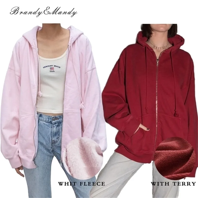 Mulheres Hoodies Moletons Zip Up Hoodie Mulheres Sweetshirts Oversize Red Hoody Moda Moletom Brandy Mulheres Moletons Pretos 220919