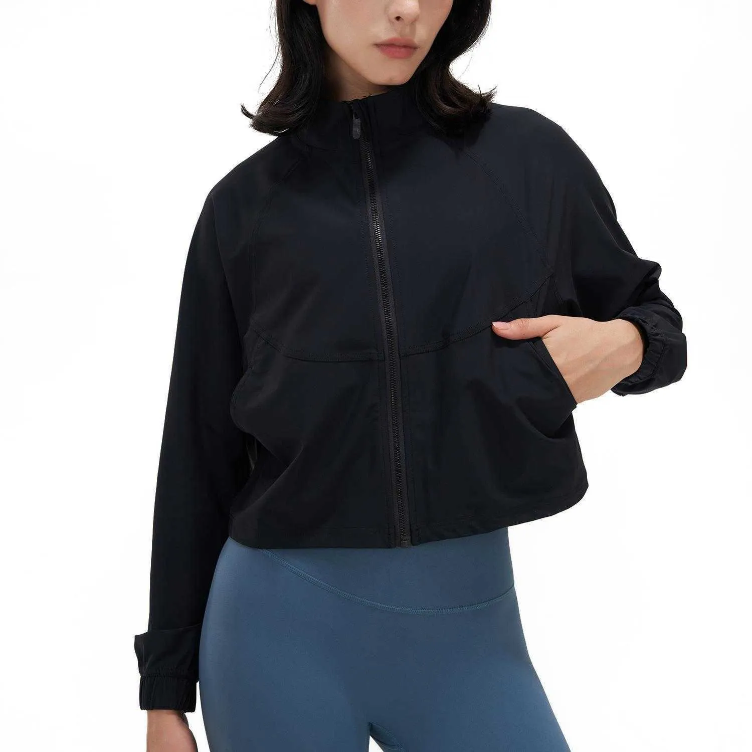 Cremallera Casual Fitness Jacket Loose Running Yoga Coat Mujer Top Sun Protection Sports Gym Shirt