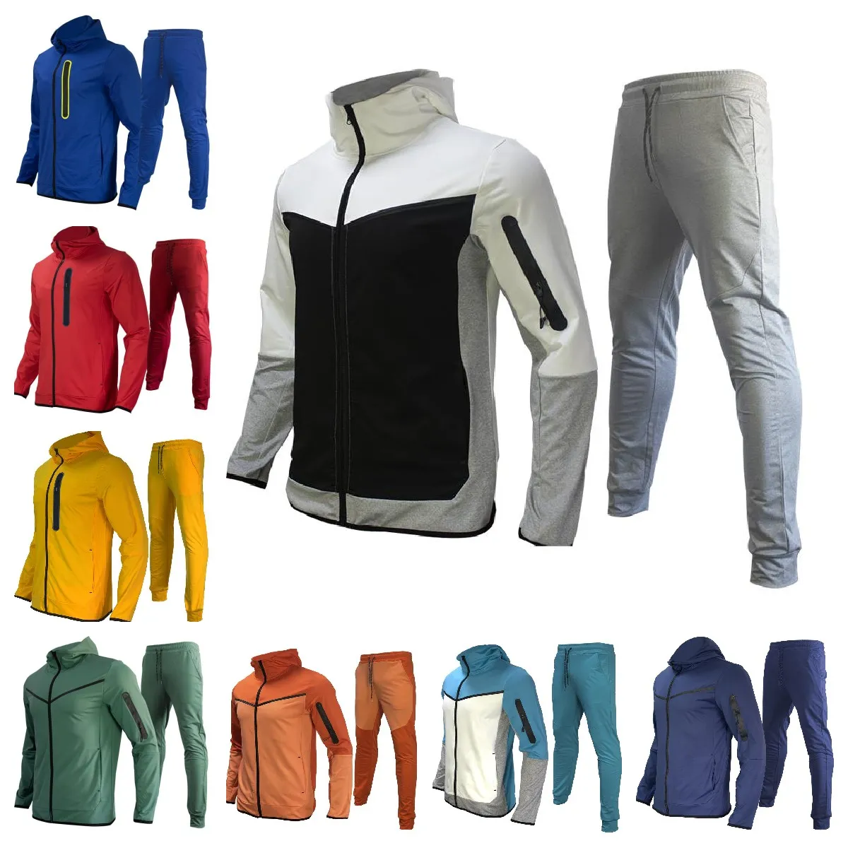 2022 Designer Mens Thin Tech Fleece Tracksuits Zweetpak Tweede stuk set Sports zweetbroeken met hoodie met lange mouwen voor de lente herfst Szie G5FH