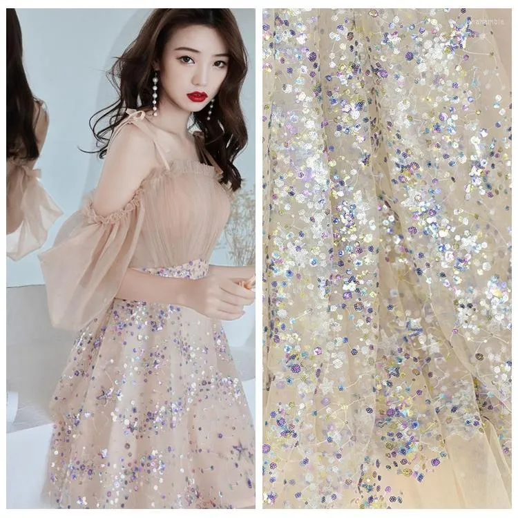 Clothing Fabric Colorful Sequins Lace Squined Mesh For Wedding Dance Dress Costume Stage Show Clothes DIY Sewing Material