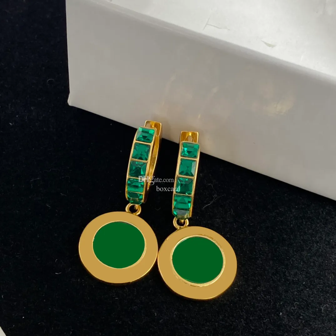 Barok Emerald Elmas Küpeler Cazibe Güzellik Baş Tasarımcısı Çıtalar Kadınlar Yuvarlak Kulak Damlaları Kutu
