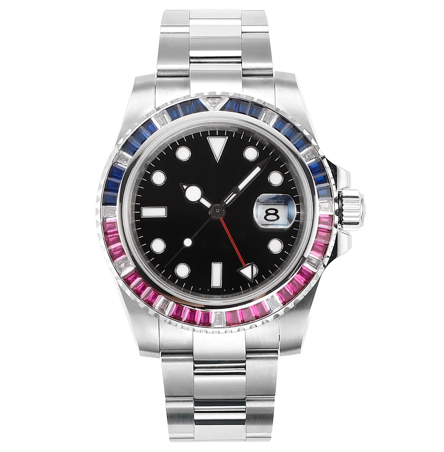 Diamond Watches Men's 116759 Saru Black Dial 40mm 904L rostfritt st￥l Keramiska f￤lg Lysande safirkristallglas hela automatisk maskin