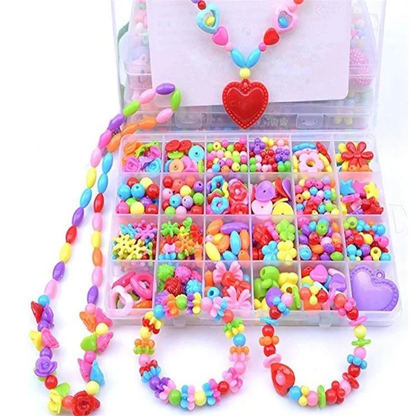 Mücevher Yapımı Kit DIY Renkli Pop Boncuklar Set Yaratıcı El Yapımı Hediyeler Akrilik Döküm Stringing Kolye Bilezik El Sanatları Çocuklar için Kız278W