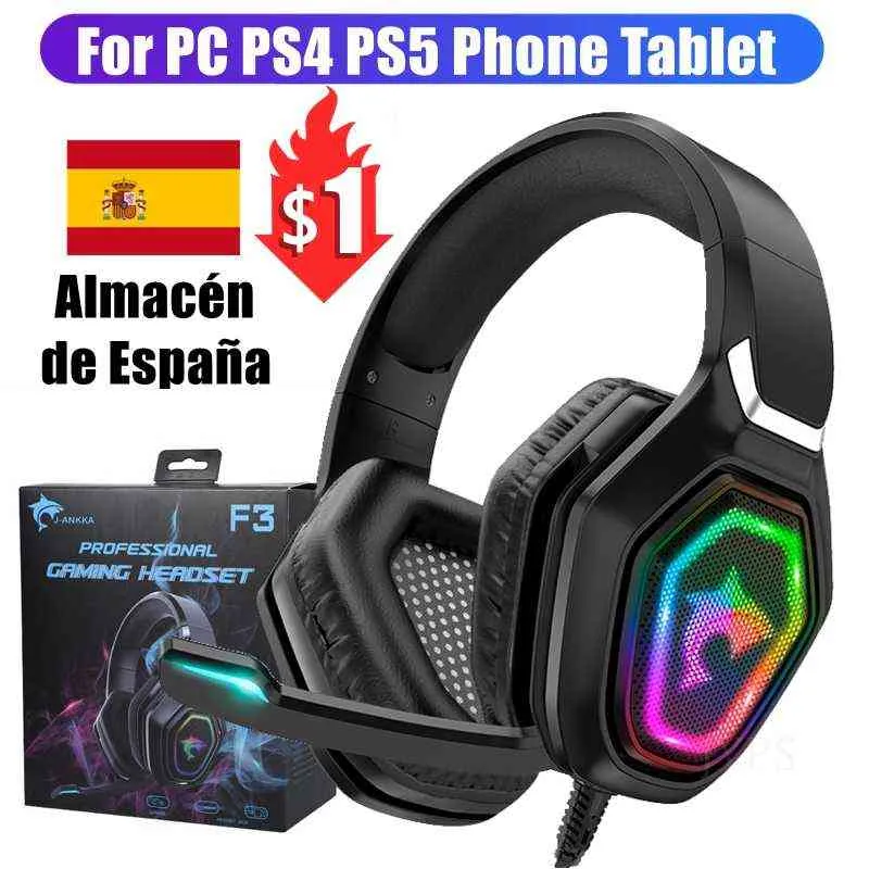Headsets 9D Stereo Headset Gamer PC Gaming Headphones with Microphone 50mm Loudspeaker RGB LED Wired Earphone For Phone PS4 PS5 T220916