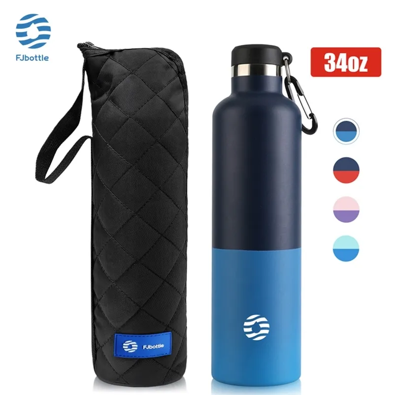 Butelki z wodą FJBOTTLE Thermos Flask Butelka próżniowa 18/10 Sportowa butelka do wody ze stali nierdzewnej dla fitness na zewnątrz Duża pojemność 1000 ml 220919