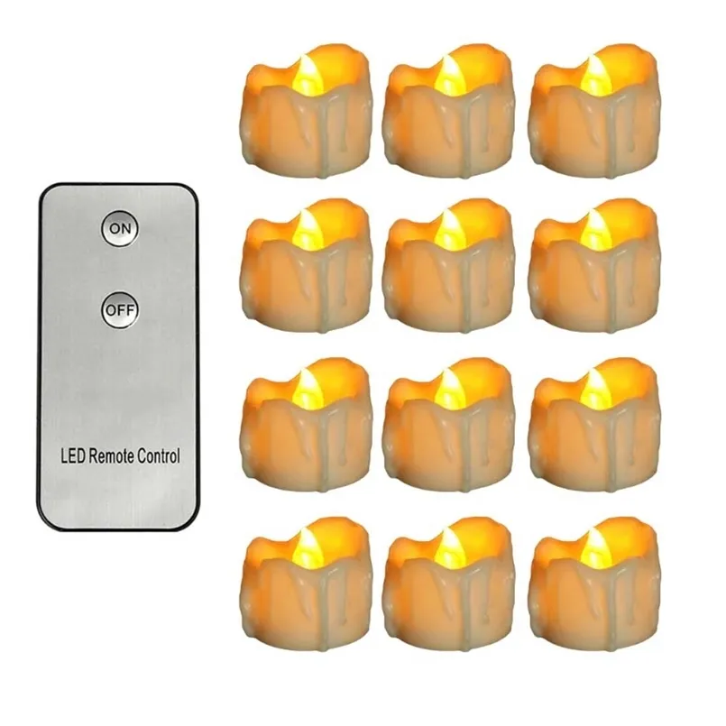 Confezione da 12 candele Candela elettronica votiva per Halloween senza fiamma LED remota o non decorativa a batteria 220919