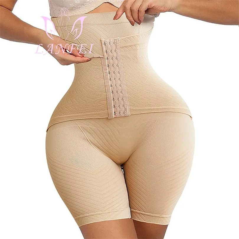 Kadın şekillendiricileri Lanfei Firma Karın Tutum Kontrol Buttörü Kaldırıcı Shapewear Yüksek Bel Eğitmeni Gövde Şortları Şüpheciler Uyluk İnce Kelime Külotu Kancalı 220919