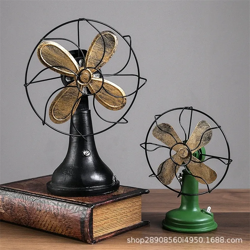 Decorative Objects Figurines JIEME Coffee Shop Retro Electric Fan Resin Ornaments Electric Fan Model Creative Clothing Store Props Window Decorations 220919