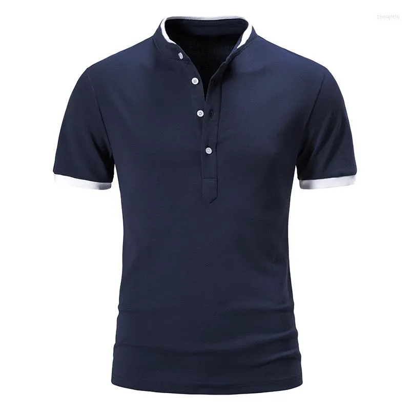 Heren Polos Men Shirts Solid Short Sleeve Classic Summer Heren Casual V Neck Gym Jogger Tops T -shirt Business Clothing