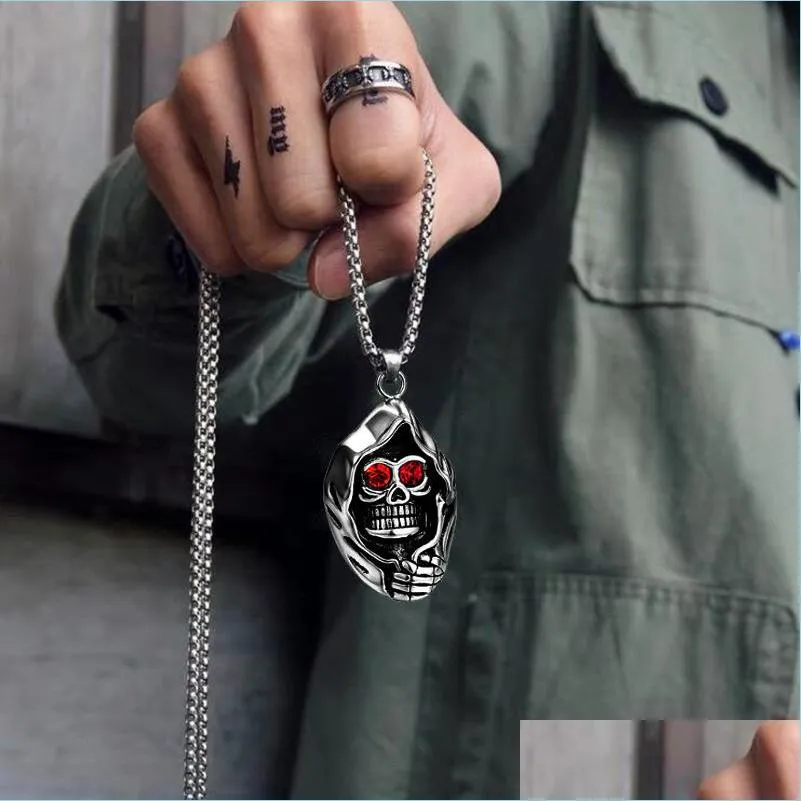 Pendentif Colliers Gothique Oeil Rouge Skl Pendentif Collier Pour Hommes Drop Delivery 2021 Bijoux Colliers Pendentifs Dhseller2010 Dhphs