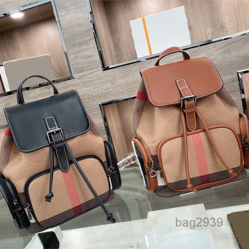 Sacs d'￩cole Femmes Classic Packback Sac Horseferry Panel Panel Calfskin Pocket Handsbags de grande capacit￩ Color de haute qualit￩